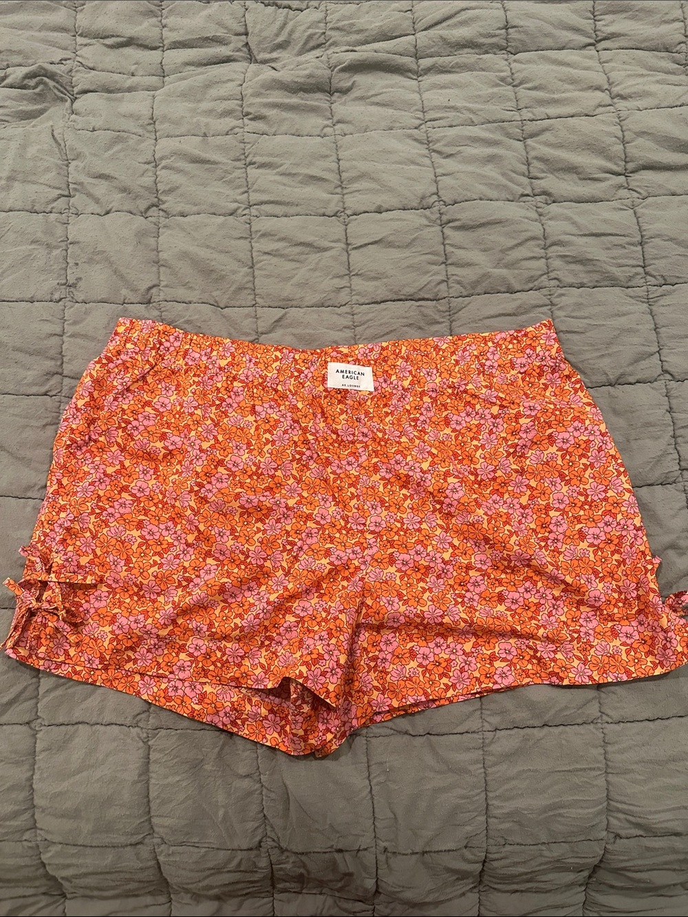 American Eagle Outfitters Orange and Pink Floral Athletic Shorts